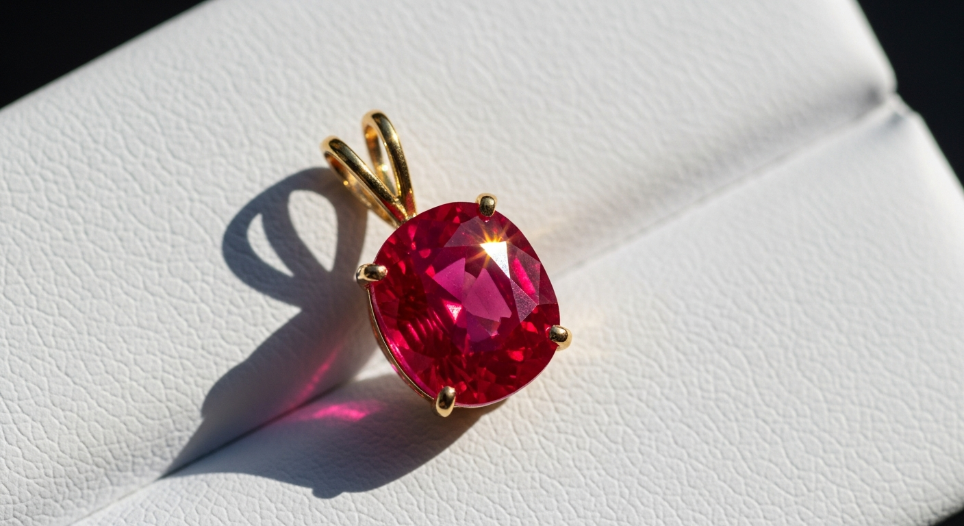 Pendentif rubis design moderne minimaliste