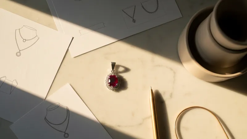 Pendentif rubis vintage avec monture art déco