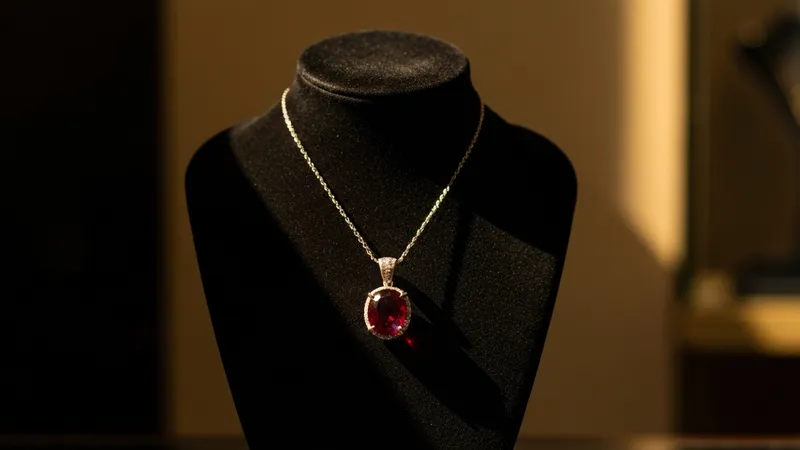 Rubis taillé brillant serti dans pendentif moderne